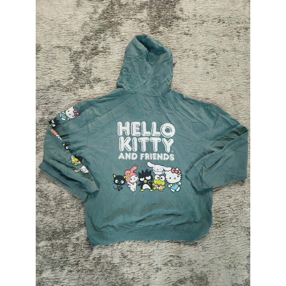 Back To School Hello Kitty Women's Size Large Blue and Green Hoodie